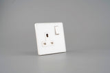 Glass Screwless - 13A Single Switched Socket- WHITE